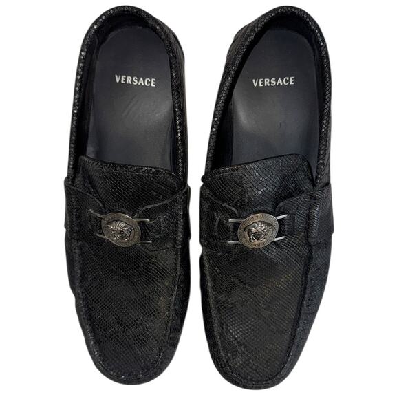 Mens Versace Medusa Black Snakeskin Leather Loafers  EU42 US 9 main image 14